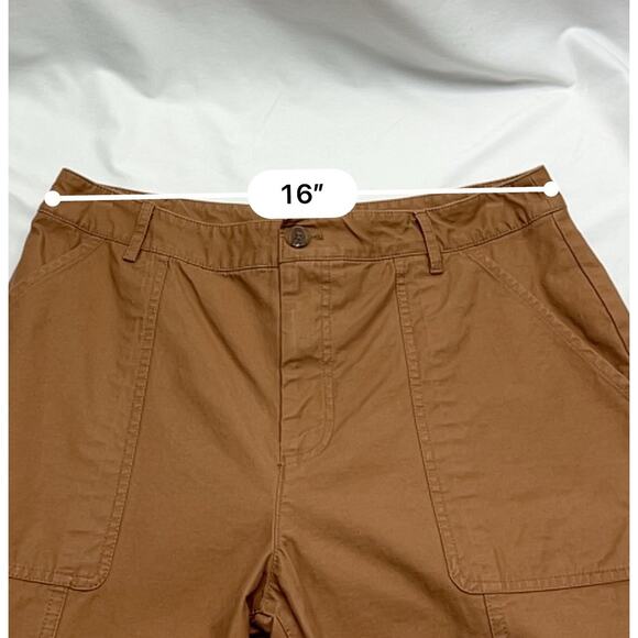 On 34th Wide Leg Pants Size 12 High Rise Carmel Brown Front Square Pocket - Picture 3 of 9